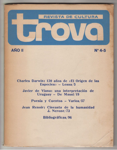 1980 Revista Cultura Trova 4/5 Uruguay Darwin De Viana Y Mas