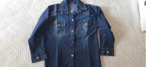 Camisa De Jean Con Apliques Talle 8 Niña Manga Larga  Nueva!