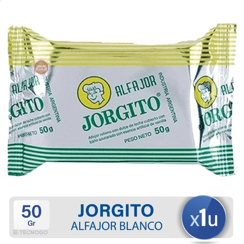 Alfajor Jorgito Simple Blanco Clasico Dulce Leche Azucarado