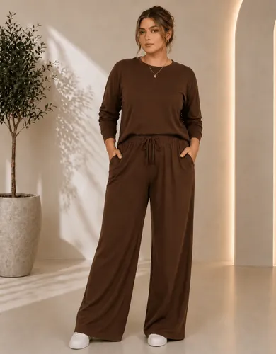 Conjunto Feminino De Frio Plus Size Lanzinha Blusa E Calça