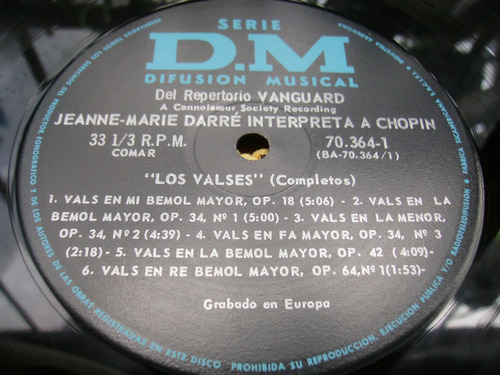 Jeanne Marie Darre / Chopin: Los Valses Completo - Lp Vinilo (Usado)