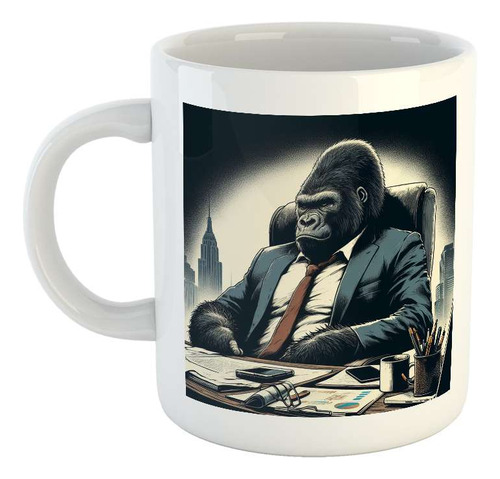 Taza Ceramica Gorila Jefe Sentado Oficina Saco Corbata