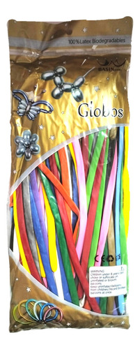 Globo Salchicha, Zeppelin #270, Colores Surtidos 100pz