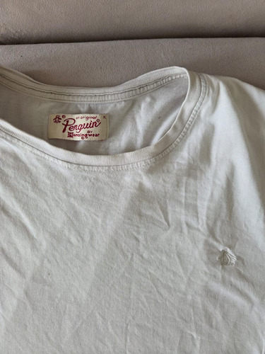 Remera Hombre Penguin Blanca Manga Corta Talle Xl Xtra Large