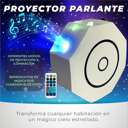 Velador Proyector Lampara Galaxia Luna Estrella Mti Parlante