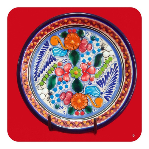 Imagen 5 de 8 de Set 10 Platos De Talavera Poblana Color 20 Cm Variados Plt
