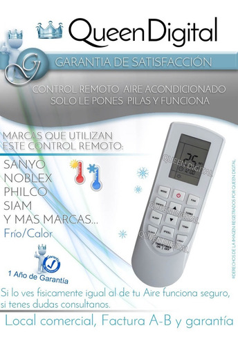 Imagen 2 de 8 de Control Remoto Aire Acondic. Para Siam Philco Gree Yan1f1