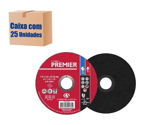 Cx 25 Disco Corte T41 A30 115 X 3,0 X 22,23 - Carbo Premier