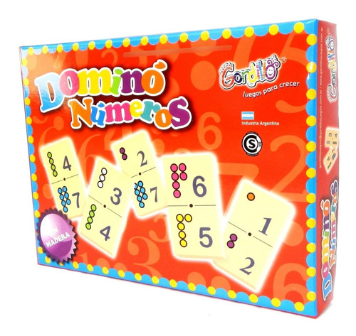 Imagen 5 de 6 de Domino Numeros Infantil De Madera Gordillo Planeta Juguete