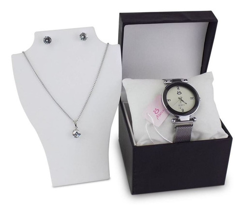 Relógio Feminino Aço Analógico Pulseira Magnética Rmm17