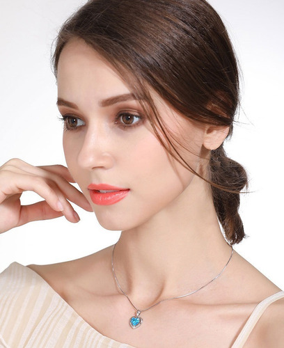Collar Plata 925 Corazon Circones Brillantes Mujer Regalo