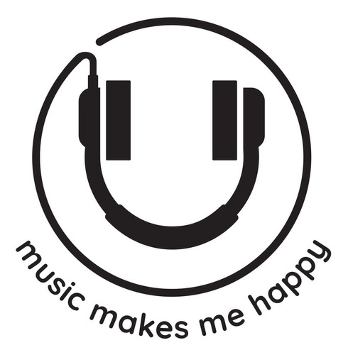 Adesivo De Parede Frase Music Makes Me Happy 50x50cm