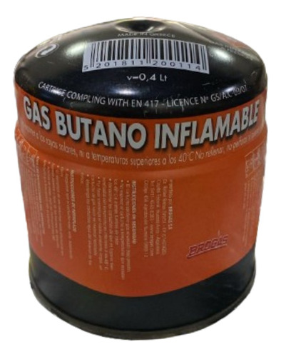 Cartucho Gas Butano 190g Garrafa Perf. Anafe Camping Brogas