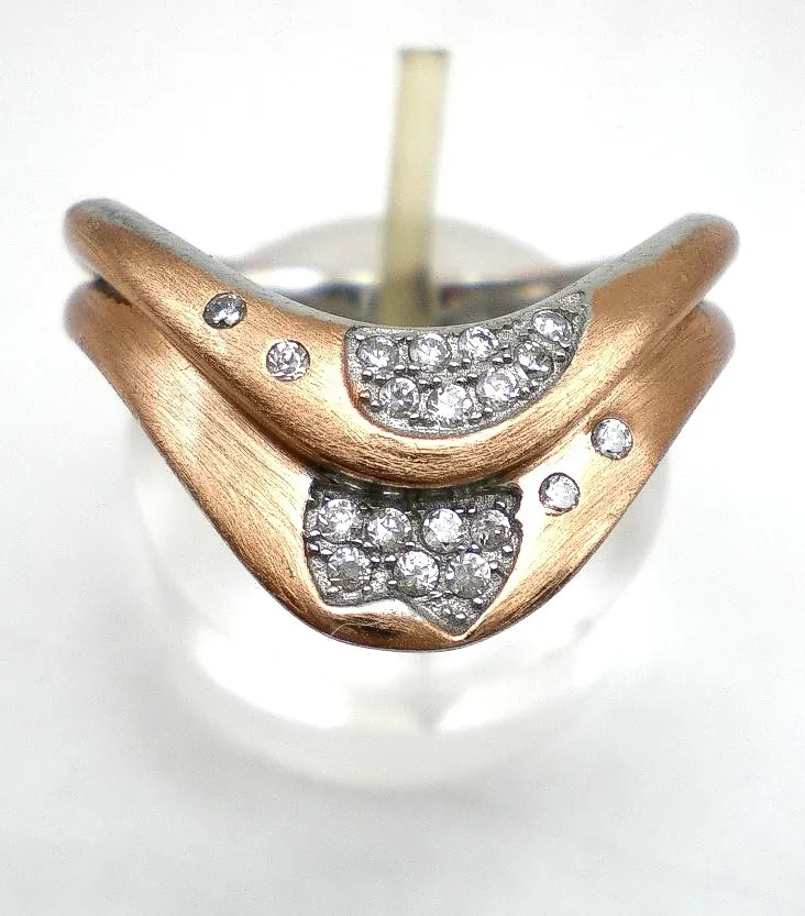Anillo De Plata 925-oro Y Zafiros Blancos