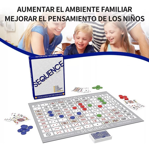Juego Mesa Sequence Classic Cartas Clásico Fichas Secuencia