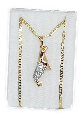 Collar De Foca Zirconias De Oro Laminado +estuche Ga8