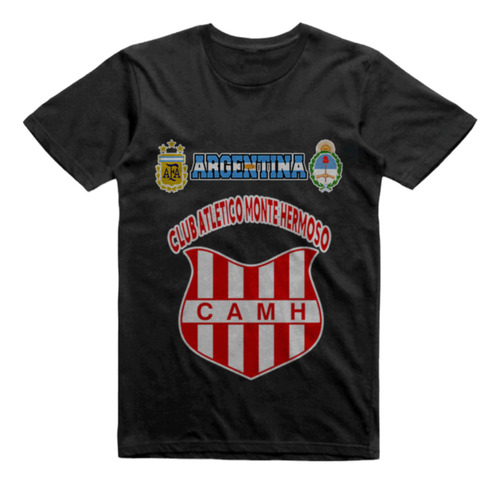 Remera Infantil Negra Club Atletico Monte Hermoso Mod05