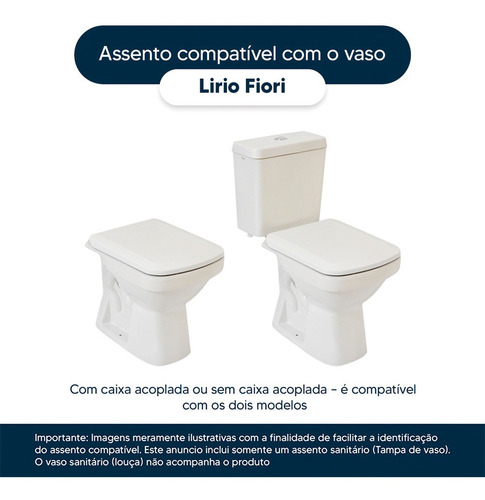 Assento Sanitário Com Amortecedor Lirio Branco Para Fiori