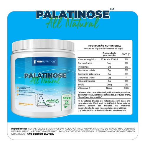 Palatinose 300g Newnutrition Sabor Tangerina