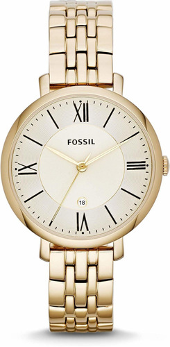 Reloj Mujer Fossil Es3434 Cuarzo Pulso Dorado En Acero