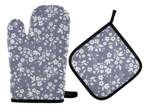 Miton Horno Maceta Azul Floral Conjunto Verano Blanca Para