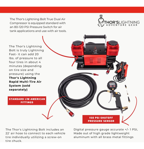 Compresor De Aire Thor Lightning Bolt 12v 10.6 Cfm