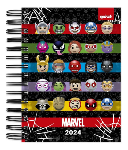 Agenda Diária Marvel 2024 Hulk Emoji Aranha 176f 13,6x19cm Cor da capa Azul