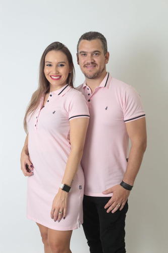Kit Polos Casal Namorados Camisa E Vestido Rosa Amor