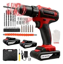 Comprar Taladro Batería Atornillador Eléctrico con 2 baterias, Destornillador Eléctrico 42Nm Máx 25+1 Ajustes de Par, Taladro Inalámbrico Recargable Profesional con LED, 30 Accesorios Para Hogar e Bricolaje