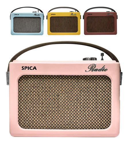 Radio Vintage Parlante Bluetooth Portatil Spica SP-240P Am/fm Display LCD Color Rosa