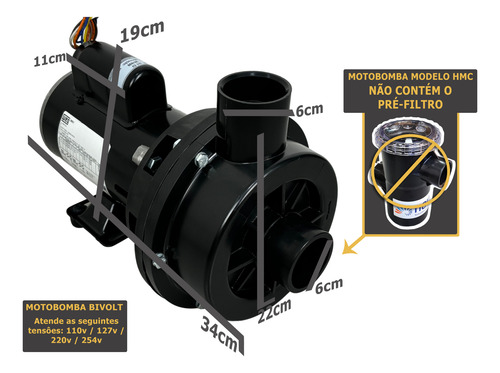 Motobomba Hidromassagem Nautilus 3/4 Cv - Hmc 3