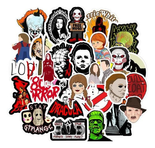 50 Stickers De Halloween Terror Thriller 50 Calcomanias