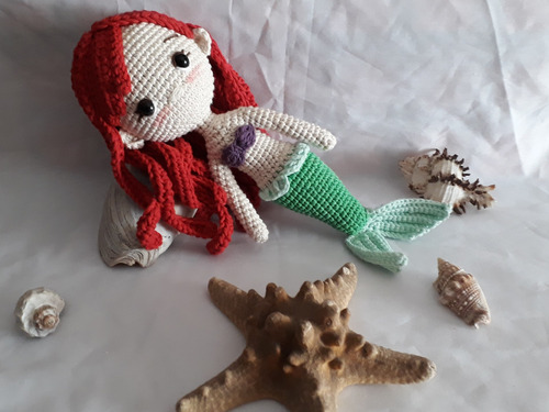 Princesa La Sirenita Ariel Tejida A Crochet