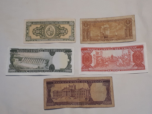 Billetes Antiguos Uruguay Pesos Moneda Nacional Son 5