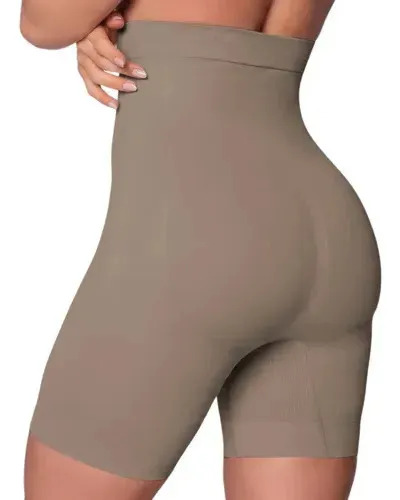Short Alto Redutor Sem Costura Com Silicone No Cós Selene 20110 Cor Chocolate Tamanho M