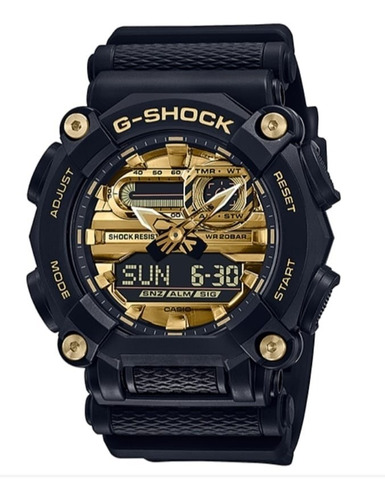 G Shock Ga 900ag 1adr Original Negro Con  Fondo Metal Dorado