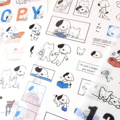 Set De Planchas De Sticker Washi Toby And Caty Kawaii