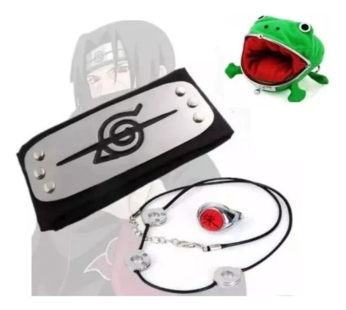 Set Itachi Uchiha Bandana + Collar + Anillo+ Monedero Naruto