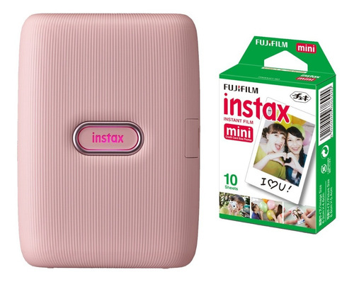 Kit Impressora Instax Mini Link Rosa Com 10 Filmes