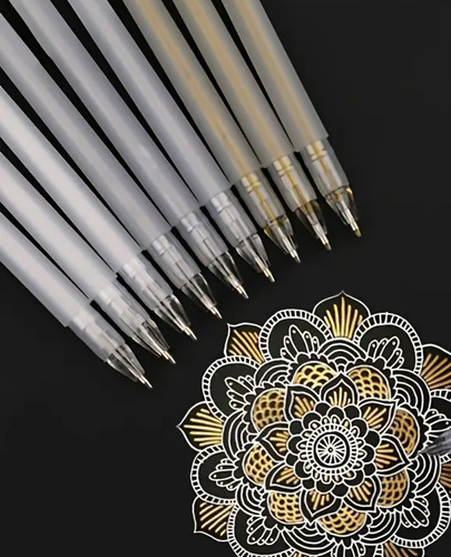 Set 9 Plumas Highlight Dorado Blanco Plata Hoja Negra Mixto Mixto Blanco Dorado Plata