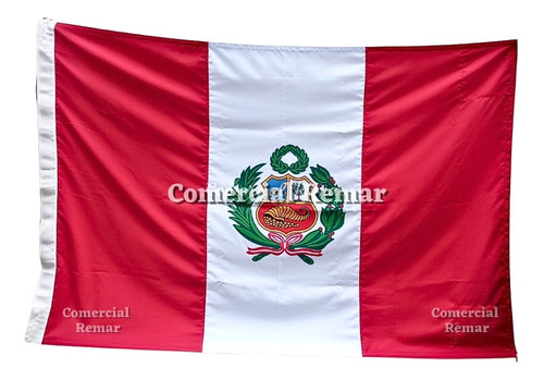 Bandera Perú 240x145cm De Izar Pabellón Nacional Con Escudo