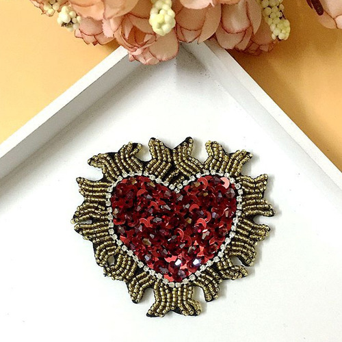 Parche Rhinestone En Forma De Corazón Apliques De Costura