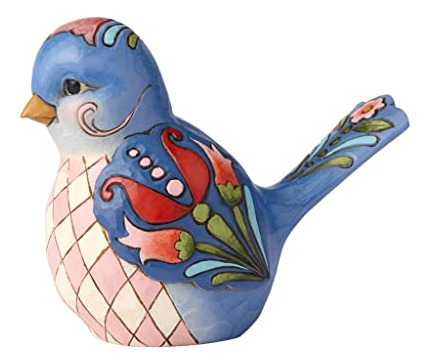 Jim Shore Hwc Pájaro Azul De La Felicidad Azul Floral Pájaro