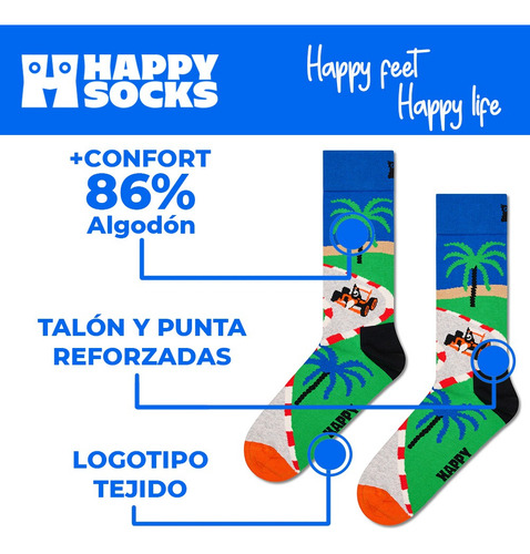 Calcetines Happy Socks Originales Carros Carreras 3 Pares