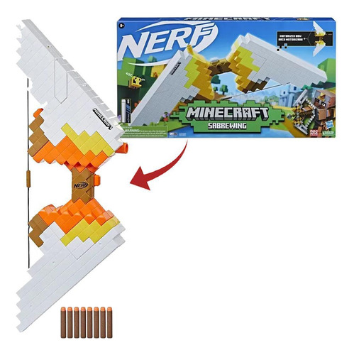 Lançador De Dardos Minecraft Sabrewing Com 8 Dardos Hasbro