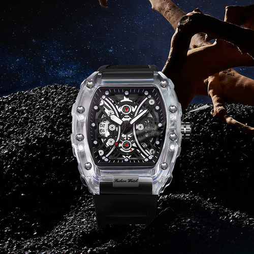 Reloj Luminoso Moderno De Silicona Con Abertura Hueca Para H