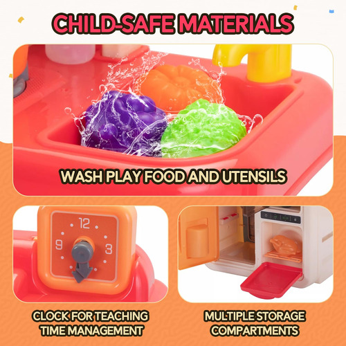 Juego De Cocina Juguete Para Niños 42 Piezas Con Luces Y Son Color