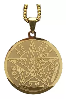 Cadena Collar Pentagrama Tetragrámaton Wicca Chapado Oro Ip