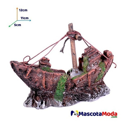 Imagen 1 de 1 de Barco Hundido Miniatura Con Detalles Y Vela Pecera Acuarios
