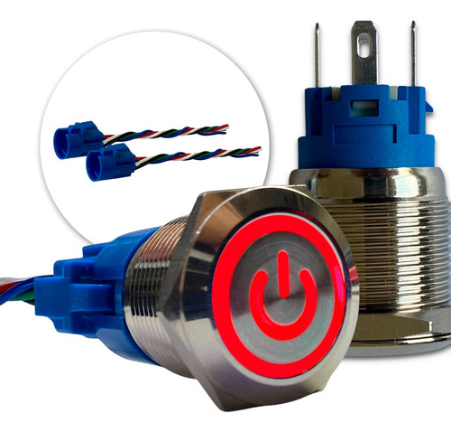 Kit 02 Botões Power 12v Com Led E Trava ( On / Off)
